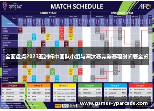 全面盘点2023亚洲杯中国队小组与淘汰赛完整赛程时间表全览